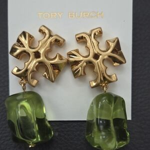 New! Tory Burch Earrings with Green Drops
